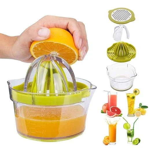 Manual Juicer,Vsweet Citrus Lemon Orange Hand Squeezer with Built-in Measuring Cup and Grater Anti-Slip Reamer Extraction Egg Separator,350ml Capacity,