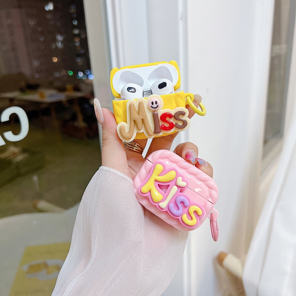 Love Embossed Pattern AirPods Pro 2 Case | PC (Hard) Case with Keychain Hook