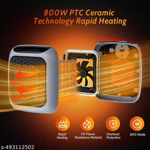 Electric Handy Heater – Wall-Outlet Plug-in Mini Heater with Remote Control & Adjustable Thermostat – Portable Space Heater for Home, Office, Bedroom & Bathroom