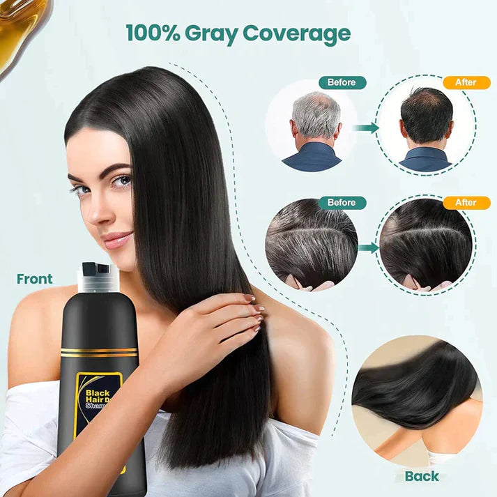 ✨Unisex Instant Black Herbal Hair Dye Shampoo |🔥(Buy 1 Get 1 Free)
