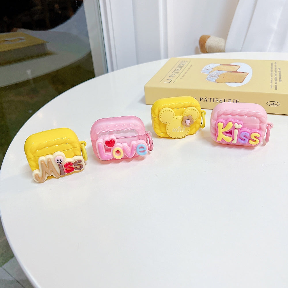 Love Embossed Pattern AirPods Pro 2 Case | PC (Hard) Case with Keychain Hook