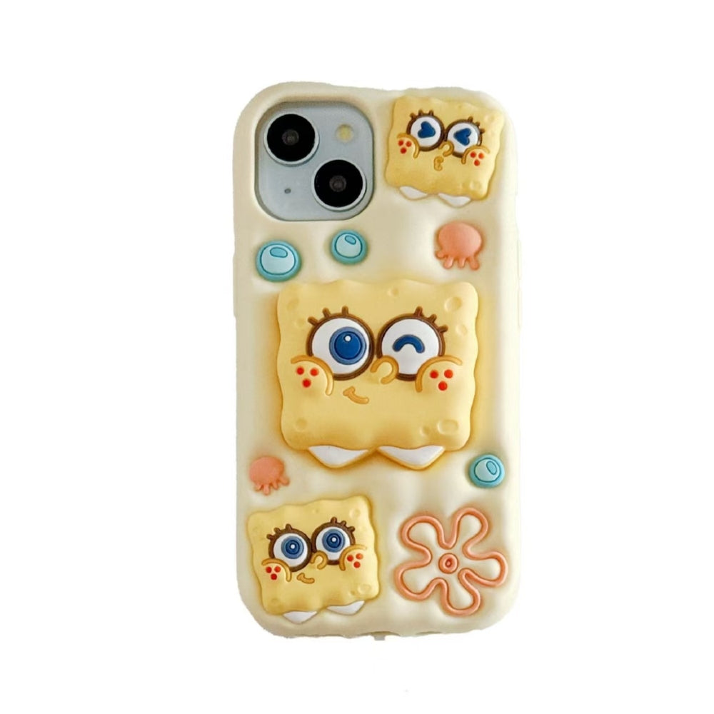Spongebob Stand Silicone Soft Phone Case with Bracelet - iPhone 16 Pro Max
