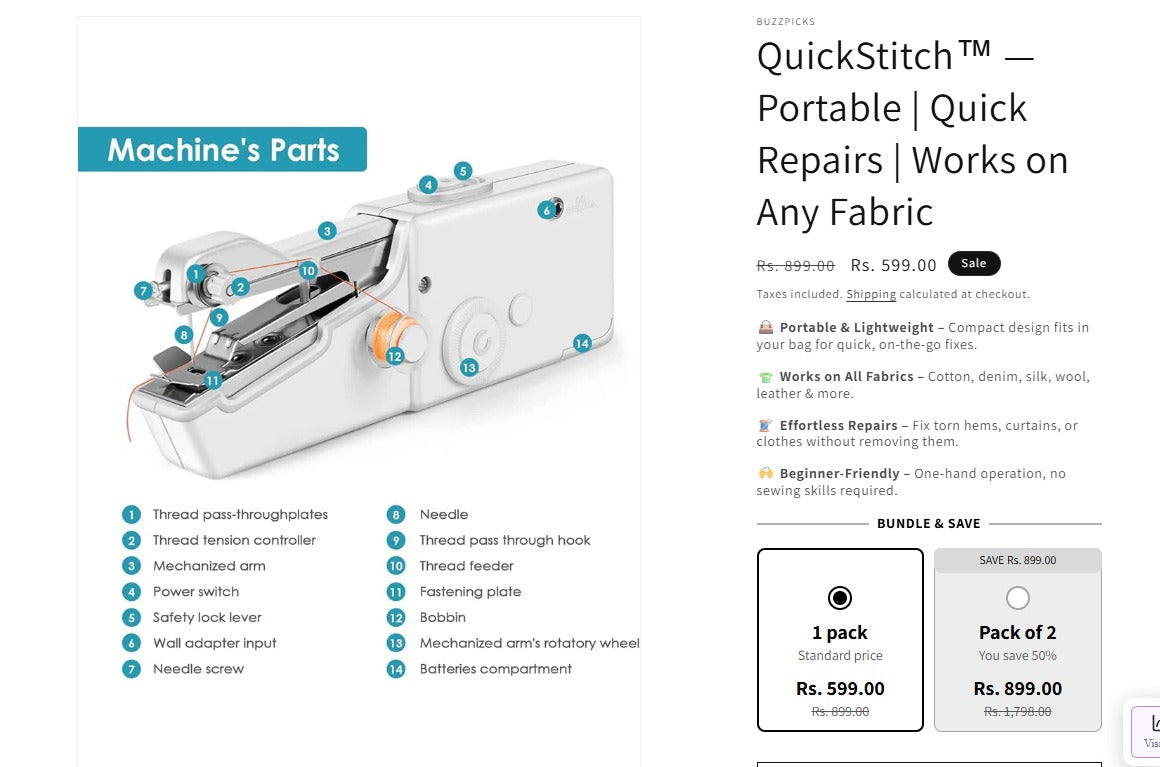 Handy Stitch Pro  – Mini Sewing Machine for All Fabrics
