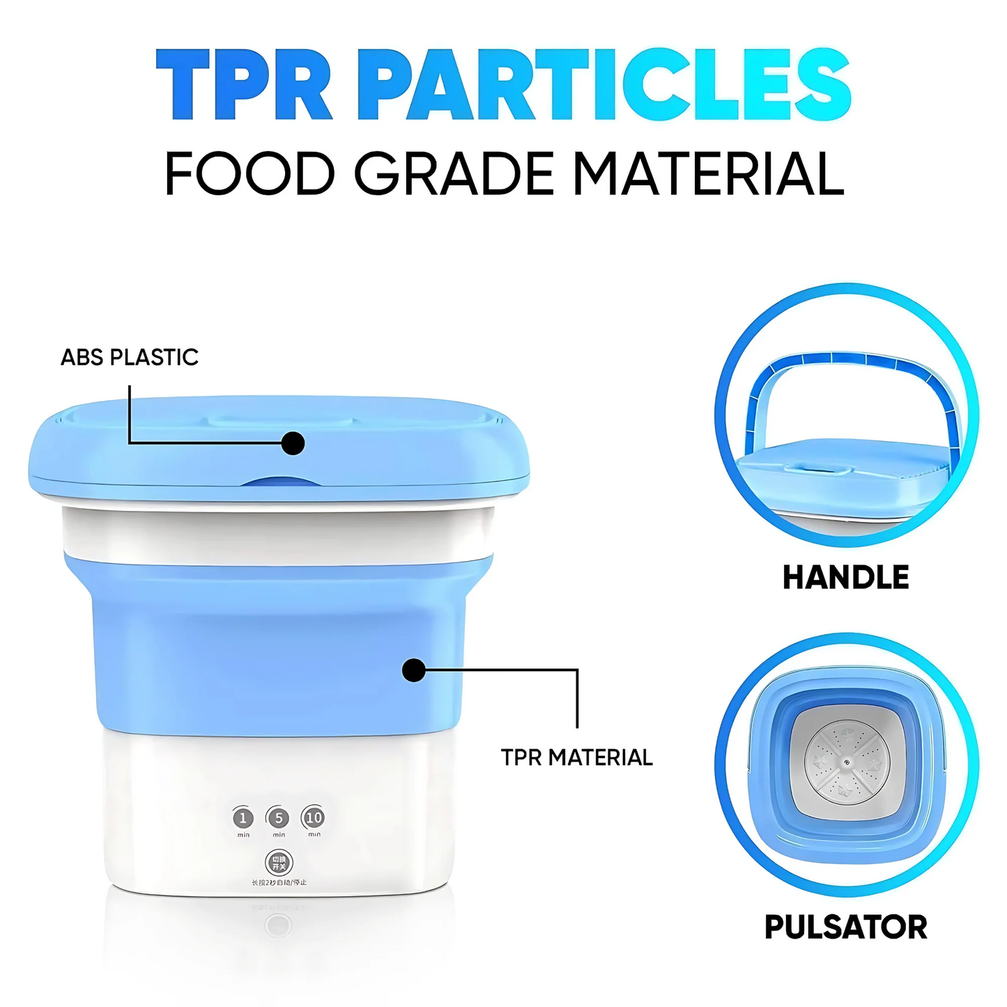 Portable Mini Washing Machine – Foldable Top Load, 2 kg Capacity with Spinner & Dryer