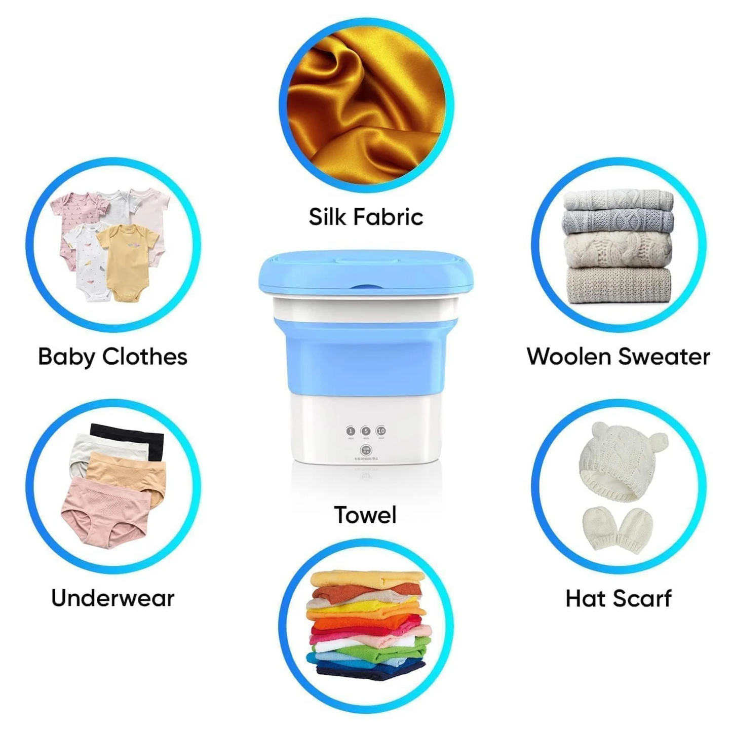 Portable Mini Washing Machine – Foldable Top Load, 2 kg Capacity with Spinner & Dryer